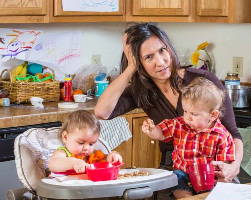 mom and kids in kitchen Top 10 Ways to Be an Unhappy Mother of Twins