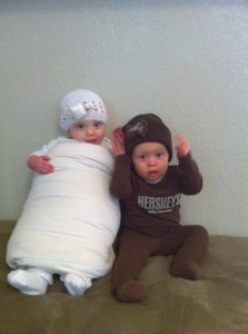 Smores! Mom and Dad were the graham crackers, girls were marshmallow and chocolate!