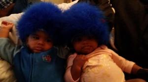 Handmade wigs for Thing 1 and Thing 2